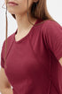 Women Maroon Round Neck Half Sleeves T-Shirt